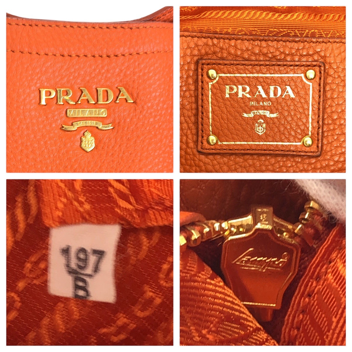 16450
PRADA プラダ ヴィッテロ オレンジ ゴールド金具 レザー トートバッグ ショルダーバッグ 2way  レディース ABP67