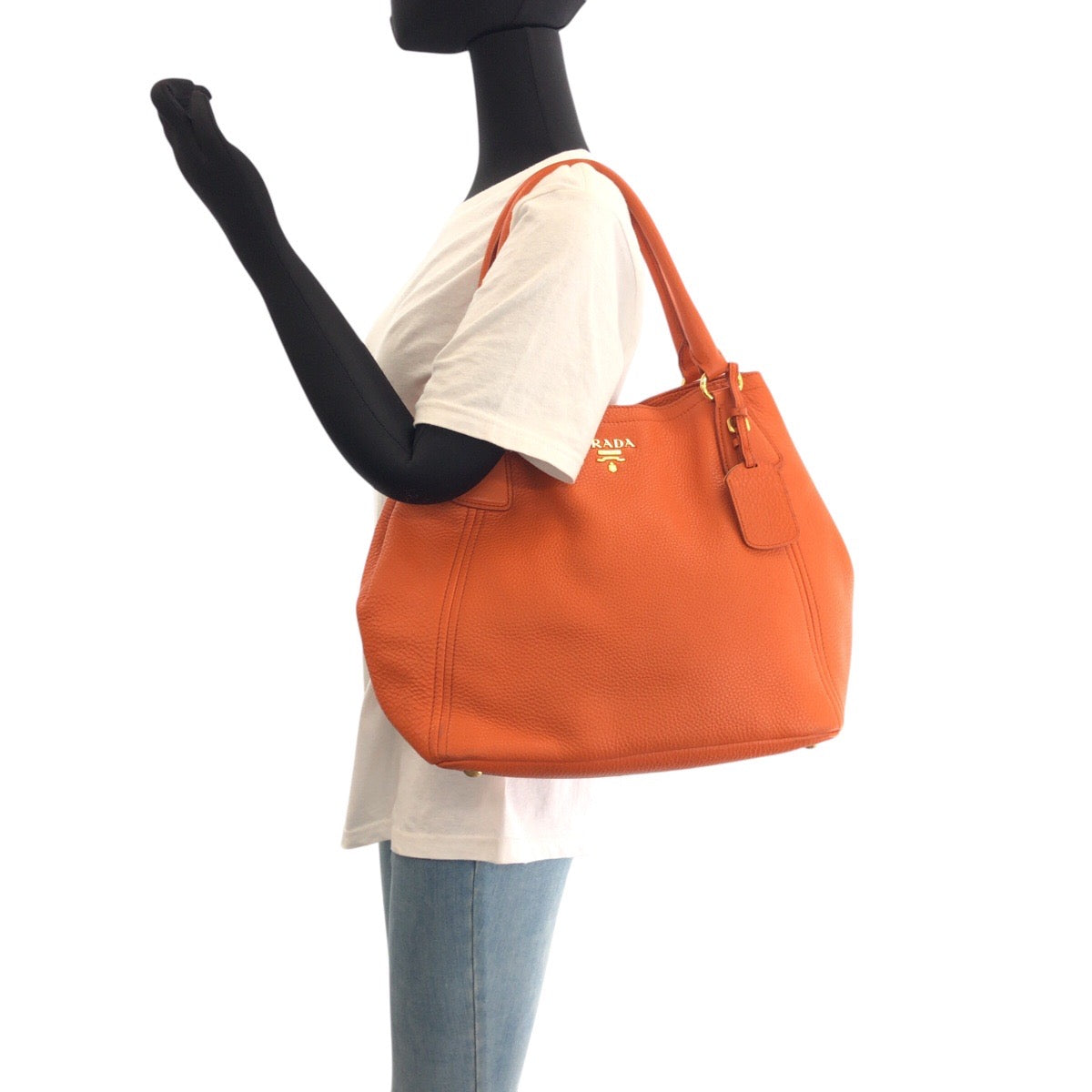 16450
PRADA プラダ ヴィッテロ オレンジ ゴールド金具 レザー トートバッグ ショルダーバッグ 2way  レディース ABP67