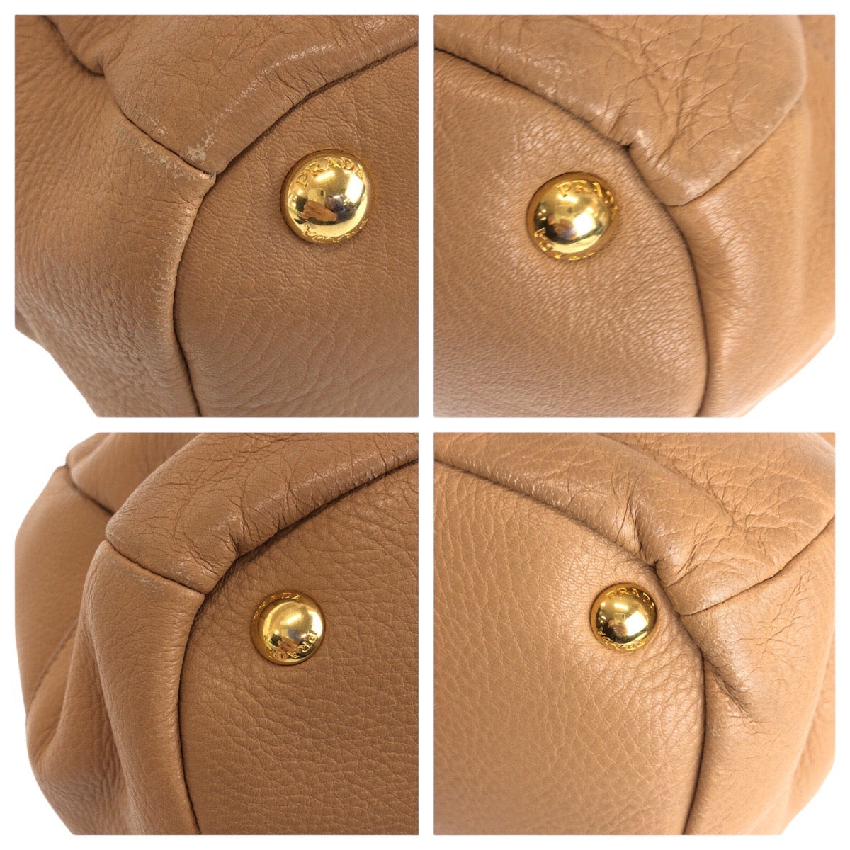 16452
PRADA プラダ ベージュ ゴールド金具 レザー ショルダーバッグ レディース AB54