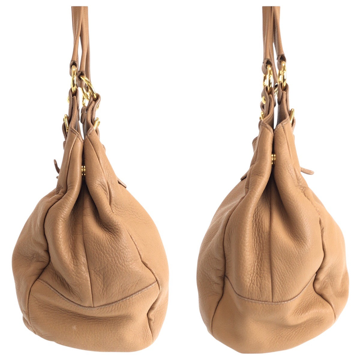 16452
PRADA プラダ ベージュ ゴールド金具 レザー ショルダーバッグ  レディース AB54