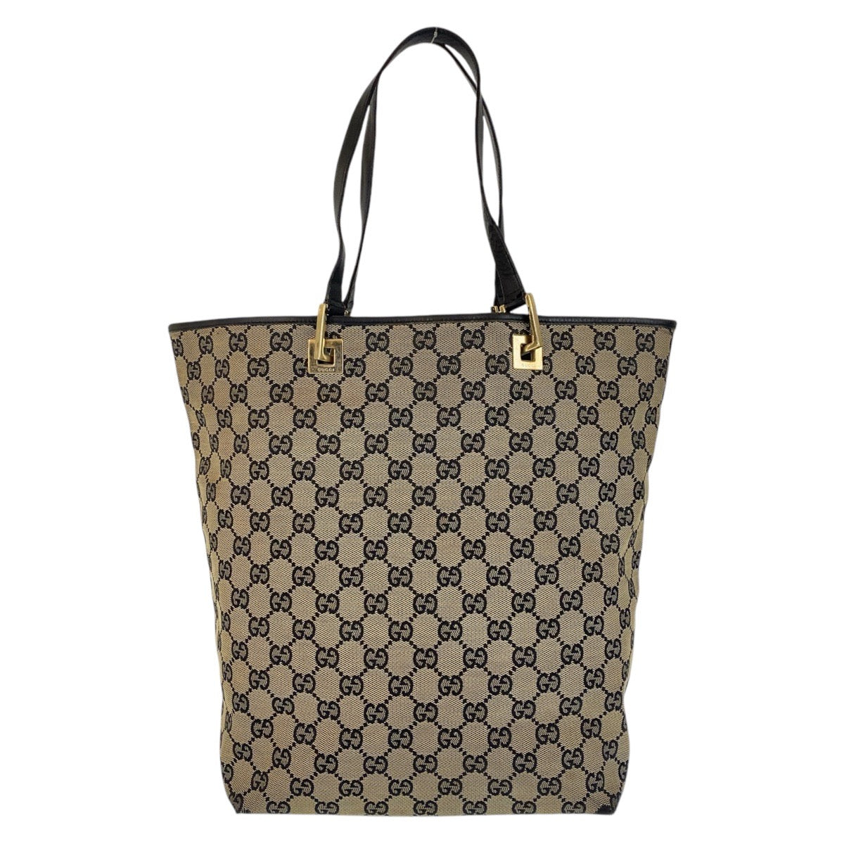 16453
GUCCI グッチ ベージュ ブラック 黒 ゴールド金具 GGキャンバス / レザー 002 1098 トートバッグ ショルダーバッグ  レディース