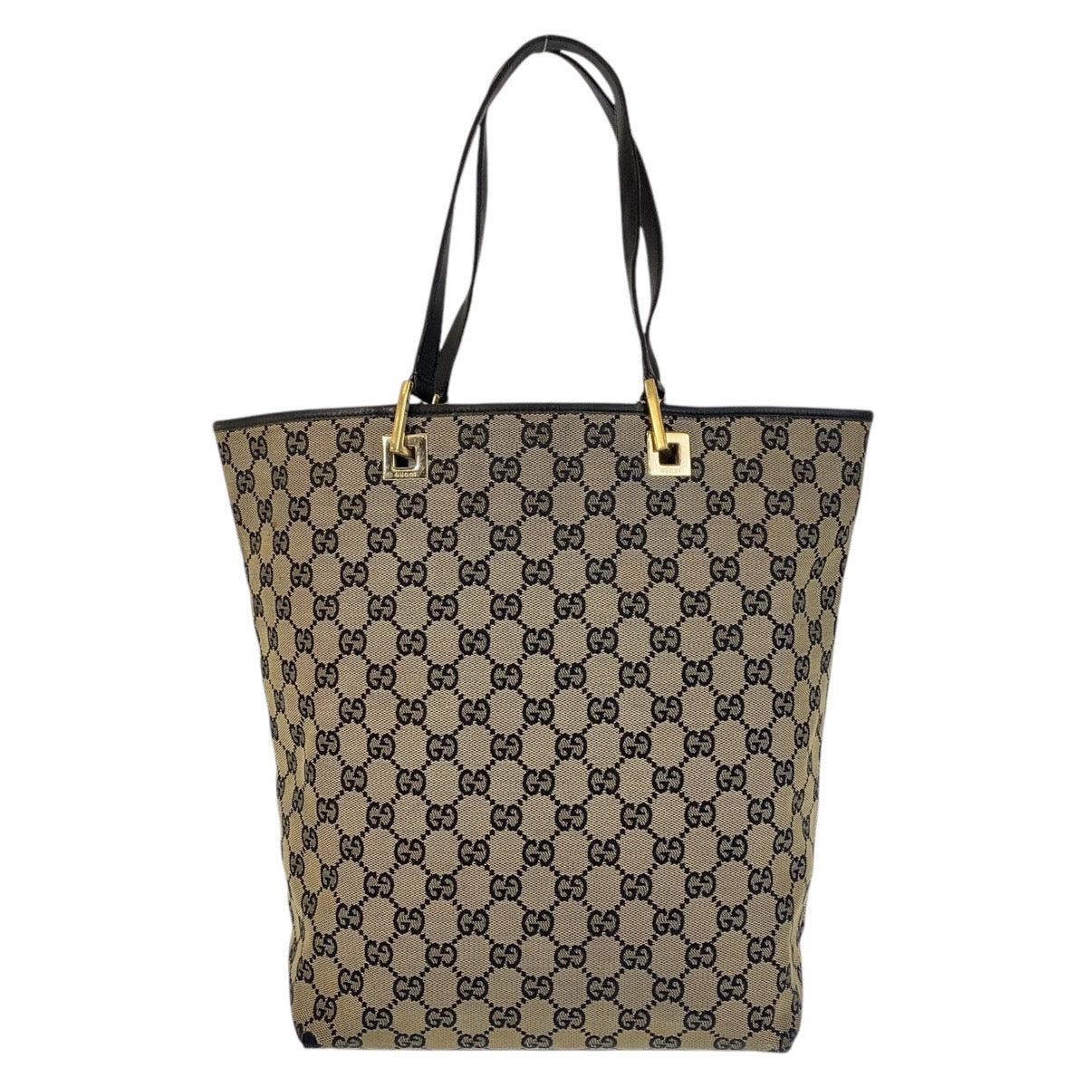 16453
GUCCI グッチ ベージュ ブラック 黒 ゴールド金具 GGキャンバス / レザー 002 1098 トートバッグ ショルダーバッグ  レディース