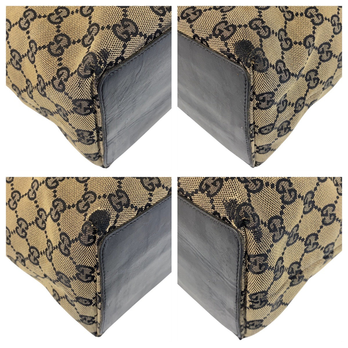 16453
GUCCI グッチ ベージュ ブラック 黒 ゴールド金具 GGキャンバス / レザー 002 1098 トートバッグ ショルダーバッグ  レディース