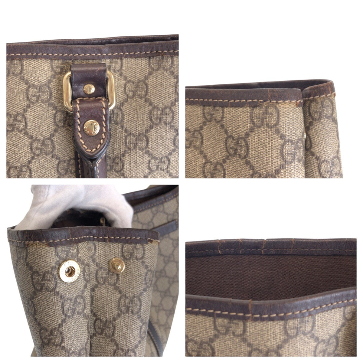 16454
GUCCI グッチ ブラウン ベージュ ゴールド金具 GGスプリームキャンバス / レザー 223668 トートバッグ ショルダーバッグ  レディース AB32