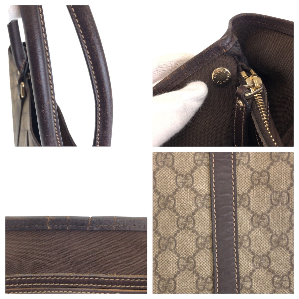 16454
GUCCI グッチ ブラウン ベージュ ゴールド金具 GGスプリームキャンバス / レザー 223668 トートバッグ ショルダーバッグ  レディース AB32
