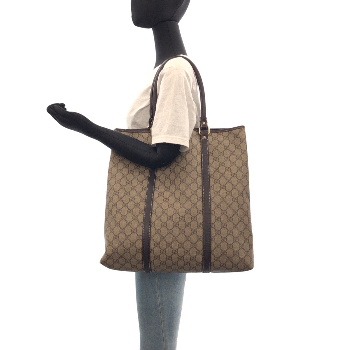 16454
GUCCI グッチ ブラウン ベージュ ゴールド金具 GGスプリームキャンバス / レザー 223668 トートバッグ ショルダーバッグ  レディース AB32