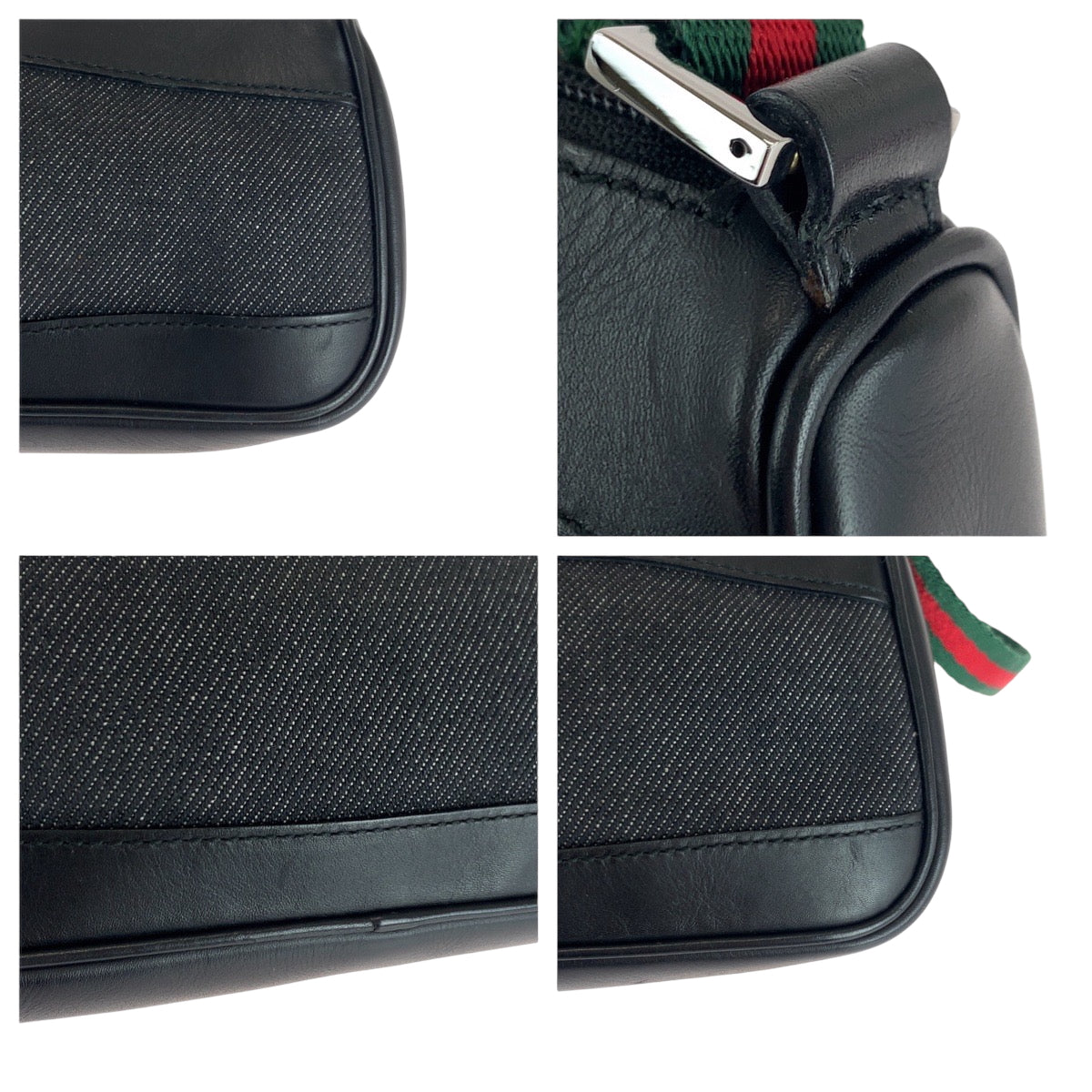 16455
GUCCI グッチ シェリーライン ブラック 黒 シルバー金具 キャンバス / レザー 92320 ハンドバッグ アクセサリーポーチ  レディース A39