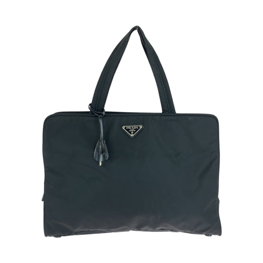 16458
PRADA プラダ テスート 三角ロゴプレート ブラック 黒 シルバー金具 ナイロン B8496 ハンドバッグ トートバッグ  レディース AB22