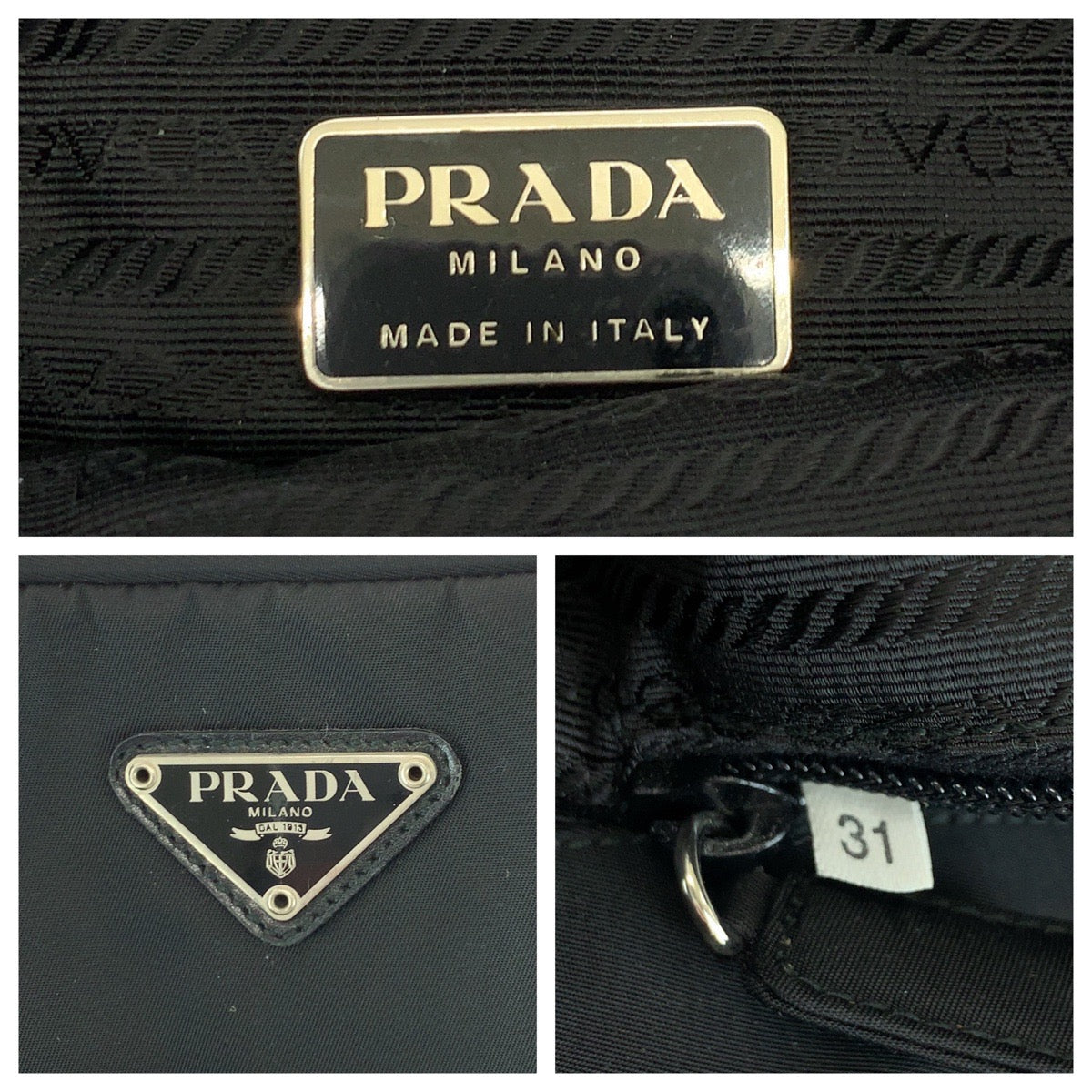 16458
PRADA プラダ テスート 三角ロゴプレート ブラック 黒 シルバー金具 ナイロン B8496 ハンドバッグ トートバッグ  レディース AB22