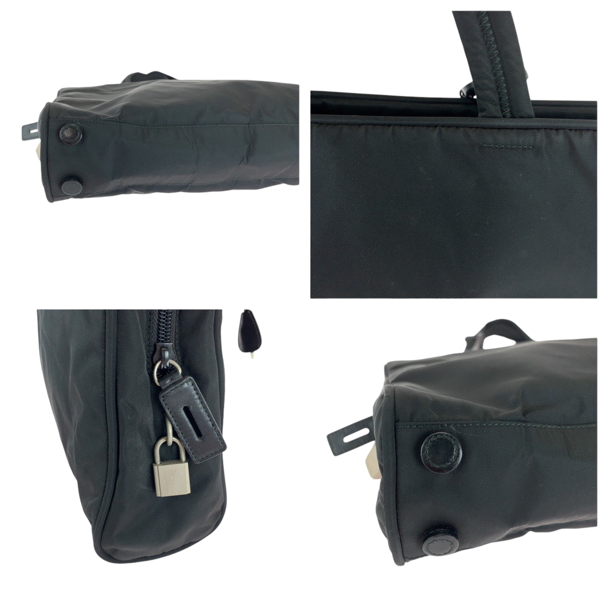 16458
PRADA プラダ テスート 三角ロゴプレート ブラック 黒 シルバー金具 ナイロン B8496 ハンドバッグ トートバッグ  レディース AB22
