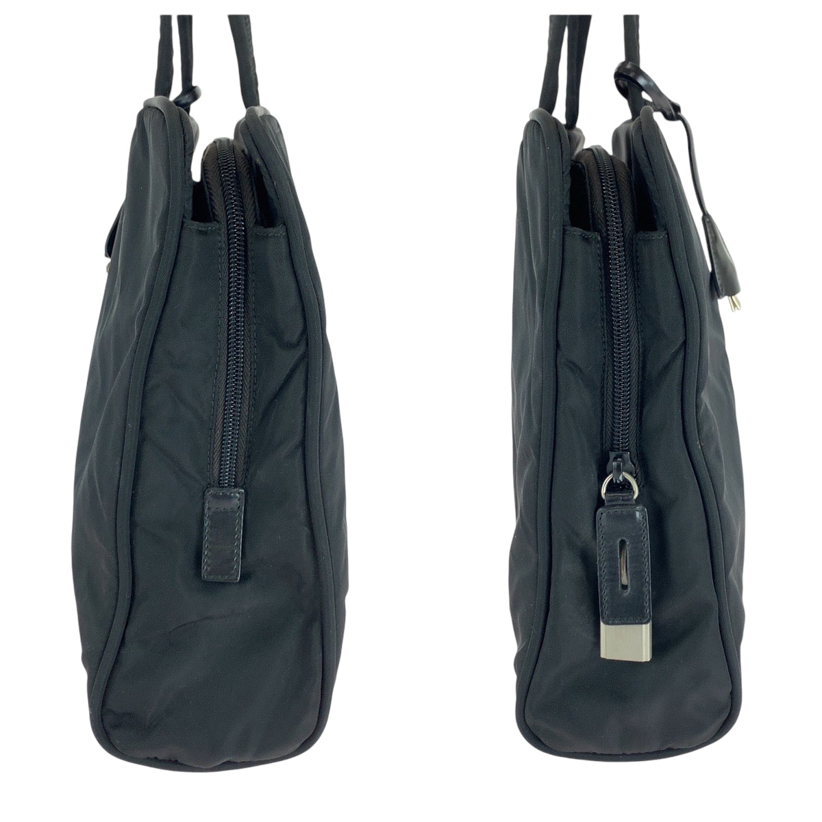 16458
PRADA プラダ テスート 三角ロゴプレート ブラック 黒 シルバー金具 ナイロン B8496 ハンドバッグ トートバッグ  レディース AB22