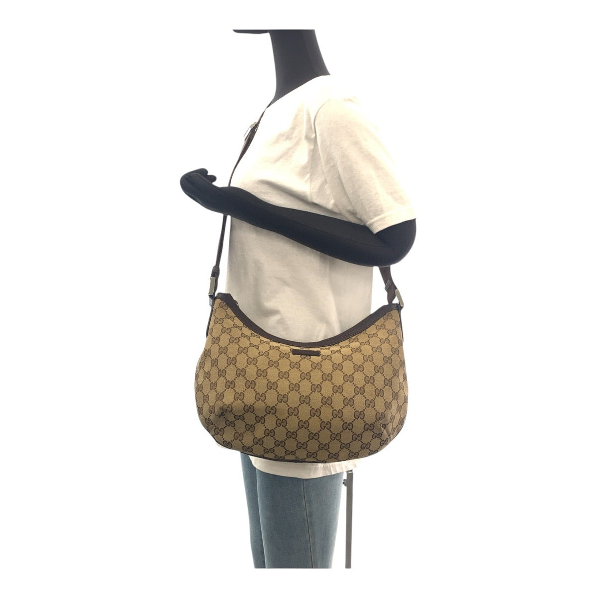 16462
GUCCI グッチ ベージュ ブラウン  GGキャンバス / レザー 181092 ショルダーバッグ メッセンジャーバッグ  レディース AB33