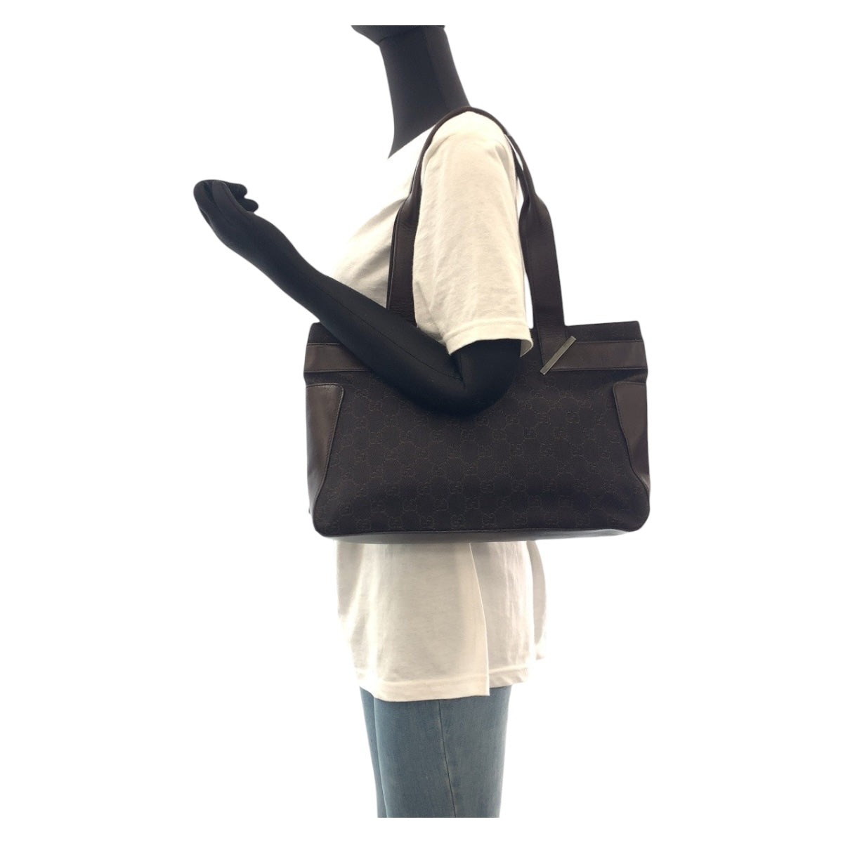 16463
GUCCI グッチ ブラウン GGキャンバス / レザー 73983 トートバッグ ショルダーバッグ  レディース AB24
