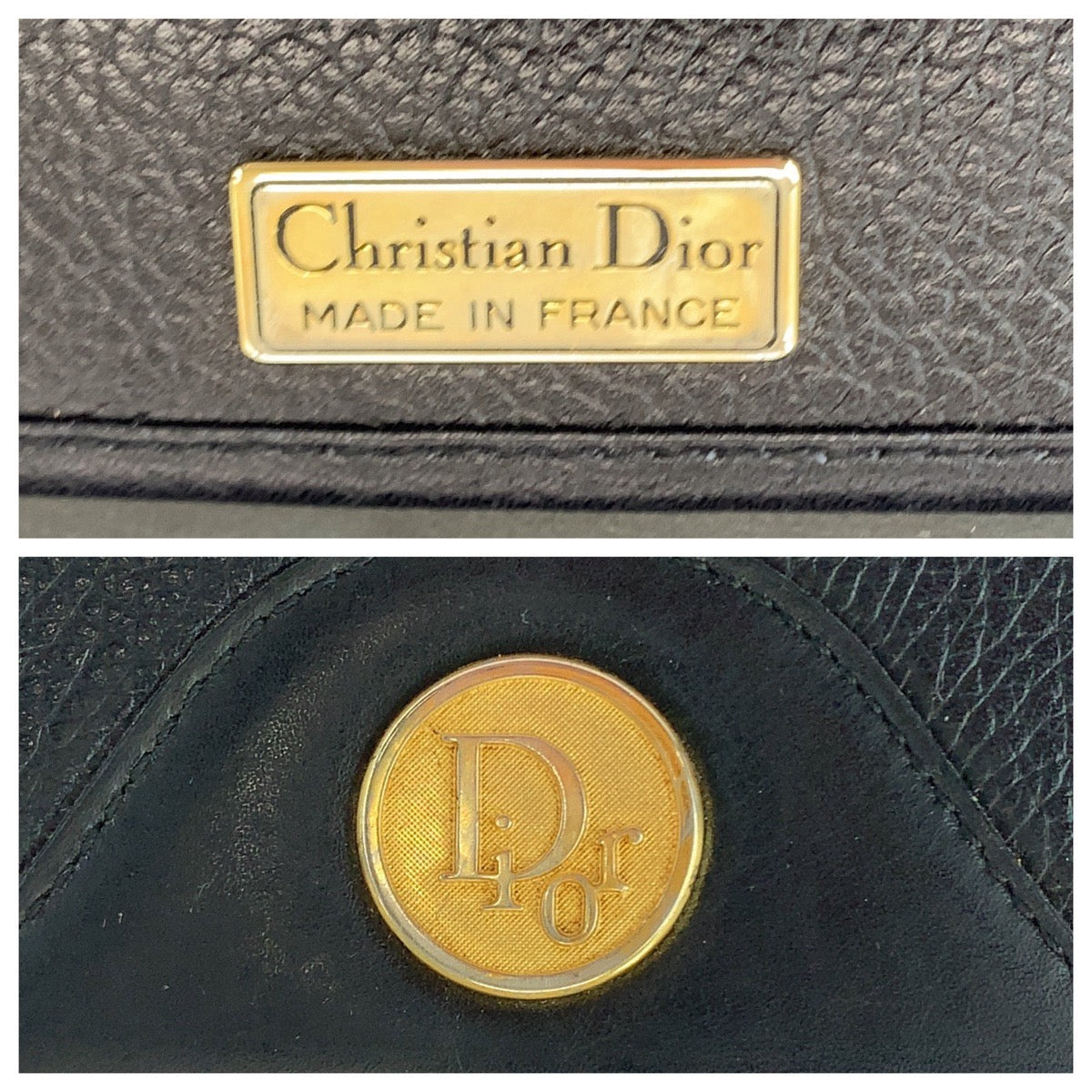 16464
Dior ディオール ヴィンテージ ラウンドロゴ ブラック 黒 ゴールド金具 レザー ショルダーバッグ ポシェット  レディース ABP28