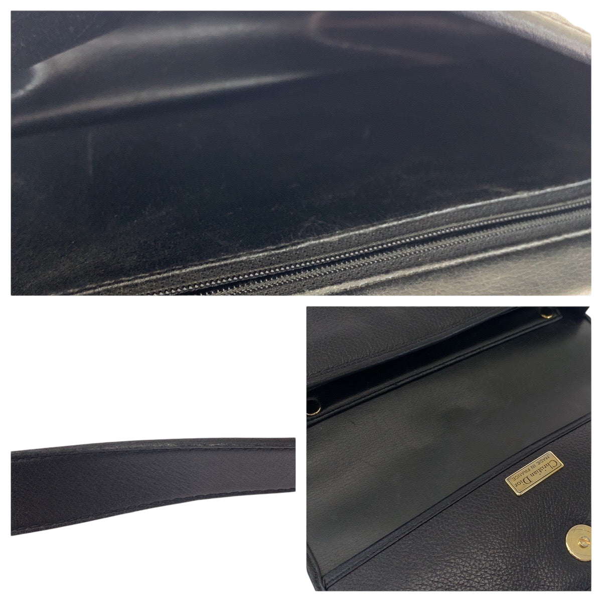 16464
Dior ディオール ヴィンテージ ラウンドロゴ ブラック 黒 ゴールド金具 レザー ショルダーバッグ ポシェット  レディース ABP28