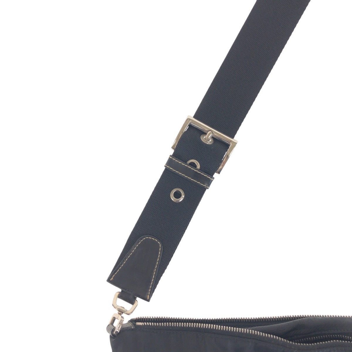 16465
PRADA プラダ テスート 三角ロゴプレート ブラック 黒 シルバー金具 ナイロン / レザー ショルダーバッグ ポシェット  レディース ABP35