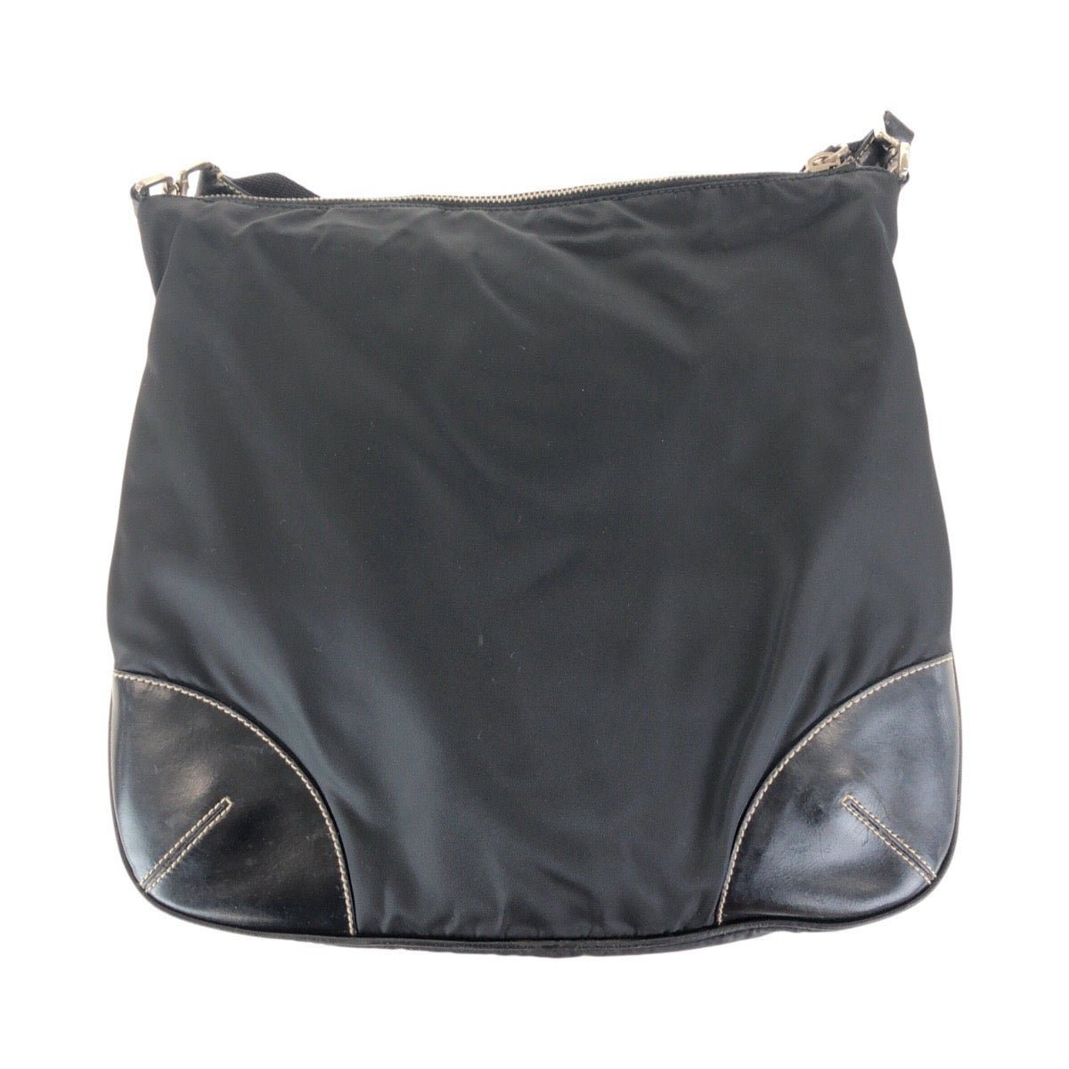 16465
PRADA プラダ テスート 三角ロゴプレート ブラック 黒 シルバー金具 ナイロン / レザー ショルダーバッグ ポシェット  レディース ABP35