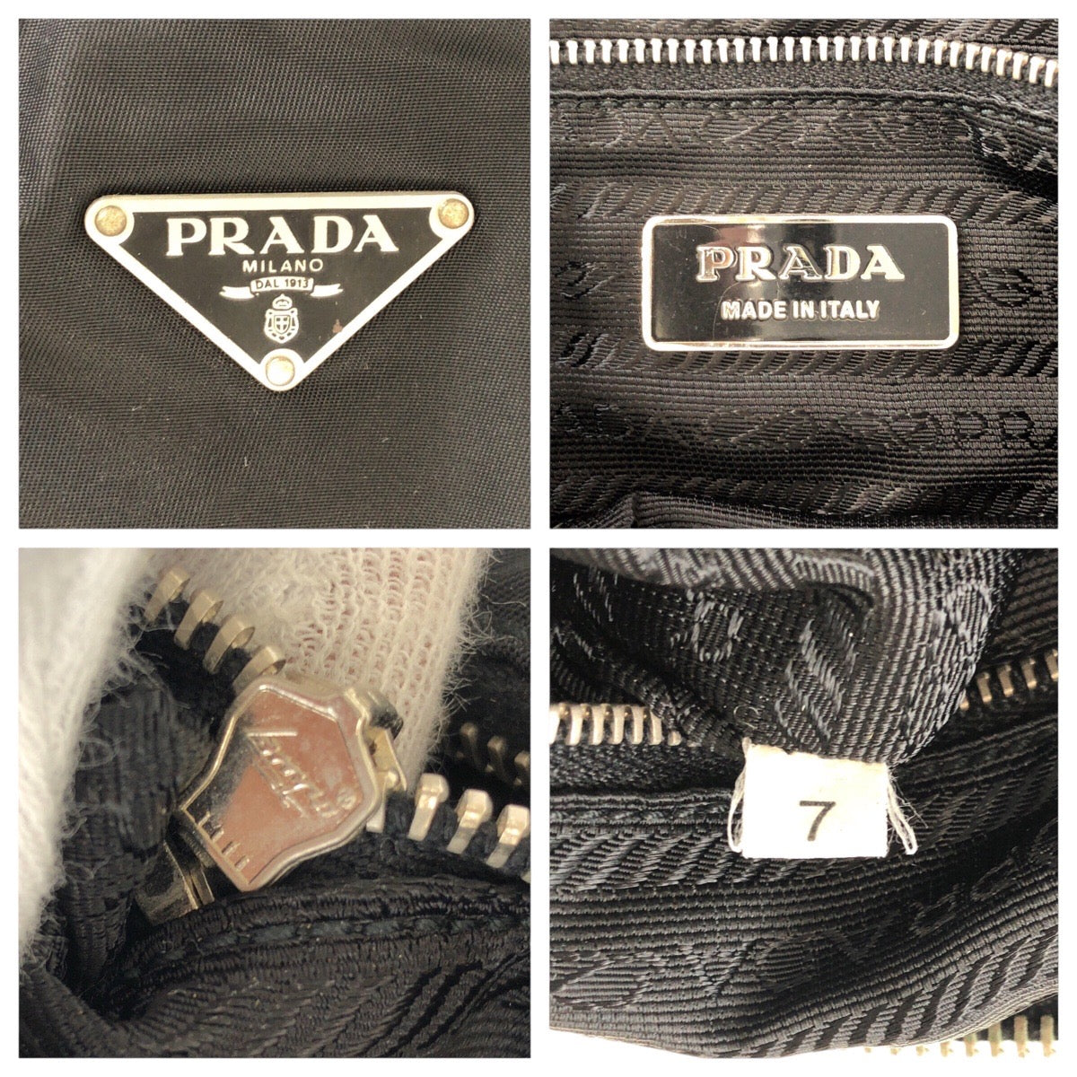 16465
PRADA プラダ テスート 三角ロゴプレート ブラック 黒 シルバー金具 ナイロン / レザー ショルダーバッグ ポシェット  レディース ABP35