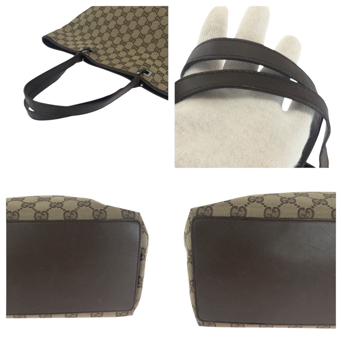 16467
GUCCI グッチ ブラウン ベージュ シルバー金具 GGキャンバス 31243 トートバッグ ショルダーバッグ  レディース AB20