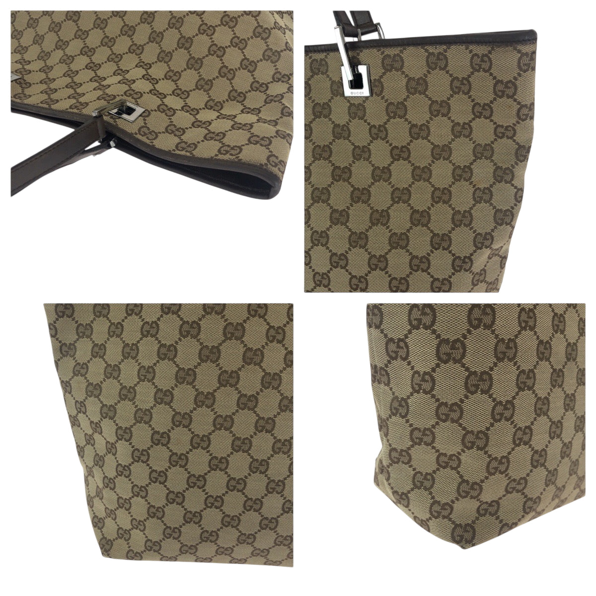 16467
GUCCI グッチ ブラウン ベージュ シルバー金具 GGキャンバス 31243 トートバッグ ショルダーバッグ  レディース AB20