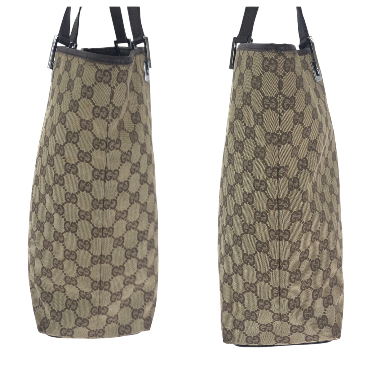 16467
GUCCI グッチ ブラウン ベージュ シルバー金具 GGキャンバス 31243 トートバッグ ショルダーバッグ  レディース AB20