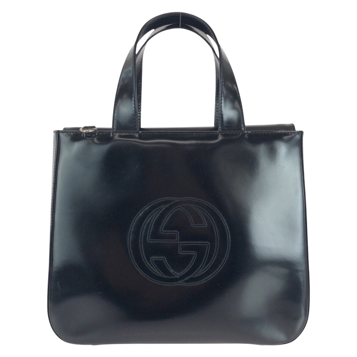 16468
GUCCI グッチ ブラック 黒 シルバー金具 パテントレザー 000 1013 0504 ハンドバッグ  レディース