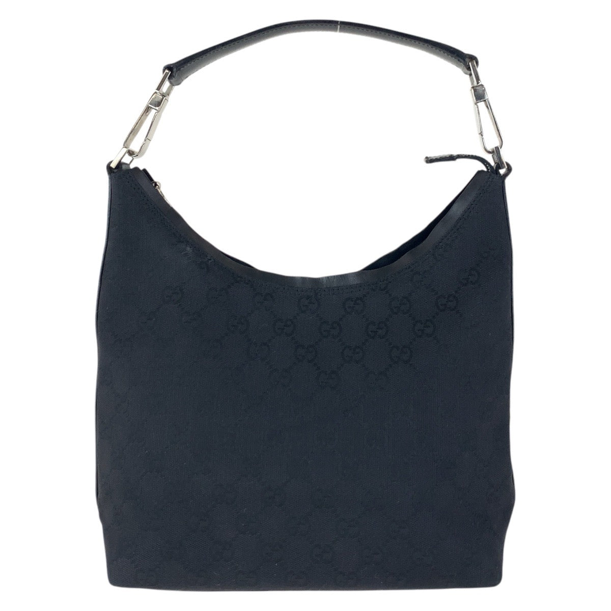 16469
GUCCI グッチ ブラック 黒 シルバー金具 GGキャンバス / レザー 000 0602 ホーボー ショルダーバッグ  レディース ABP38