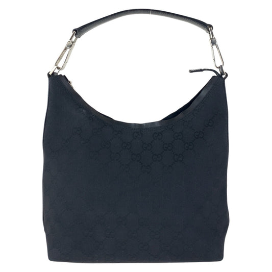 16469
GUCCI グッチ ブラック 黒 シルバー金具 GGキャンバス / レザー 000 0602 ホーボー ショルダーバッグ  レディース ABP38