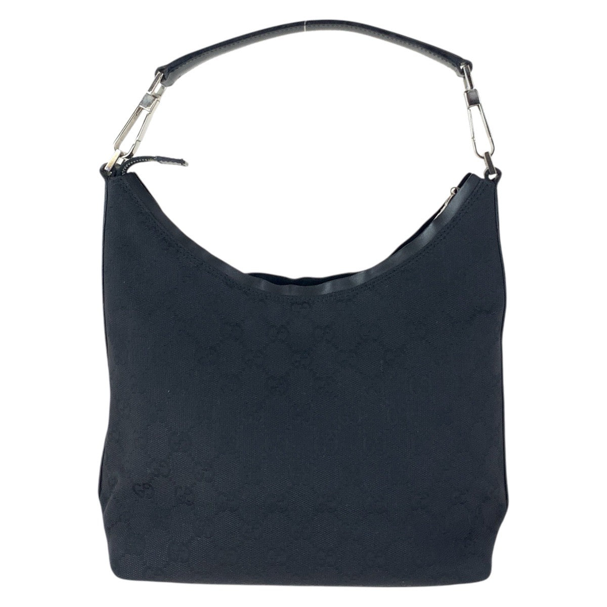 16469
GUCCI グッチ ブラック 黒 シルバー金具 GGキャンバス / レザー 000 0602 ホーボー ショルダーバッグ  レディース ABP38