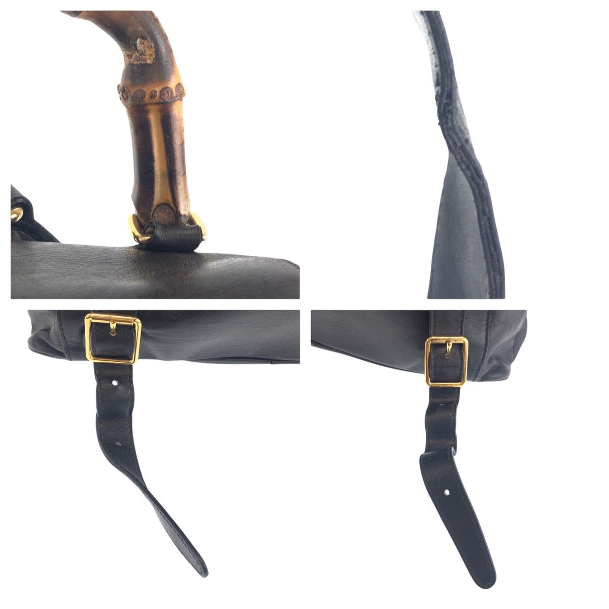 16471
GUCCI グッチ ヴィンテージ バンブー ブラック 黒 ゴールド金具 レザー 006 2040 0016 バックパック リュックサック レディース AB40