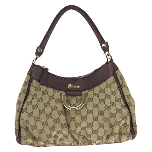 16472
GUCCI グッチ アビー ベージュ ブラウン ゴールド金具 GGキャンバス / レザー 190525 ショルダーバッグ  レディース