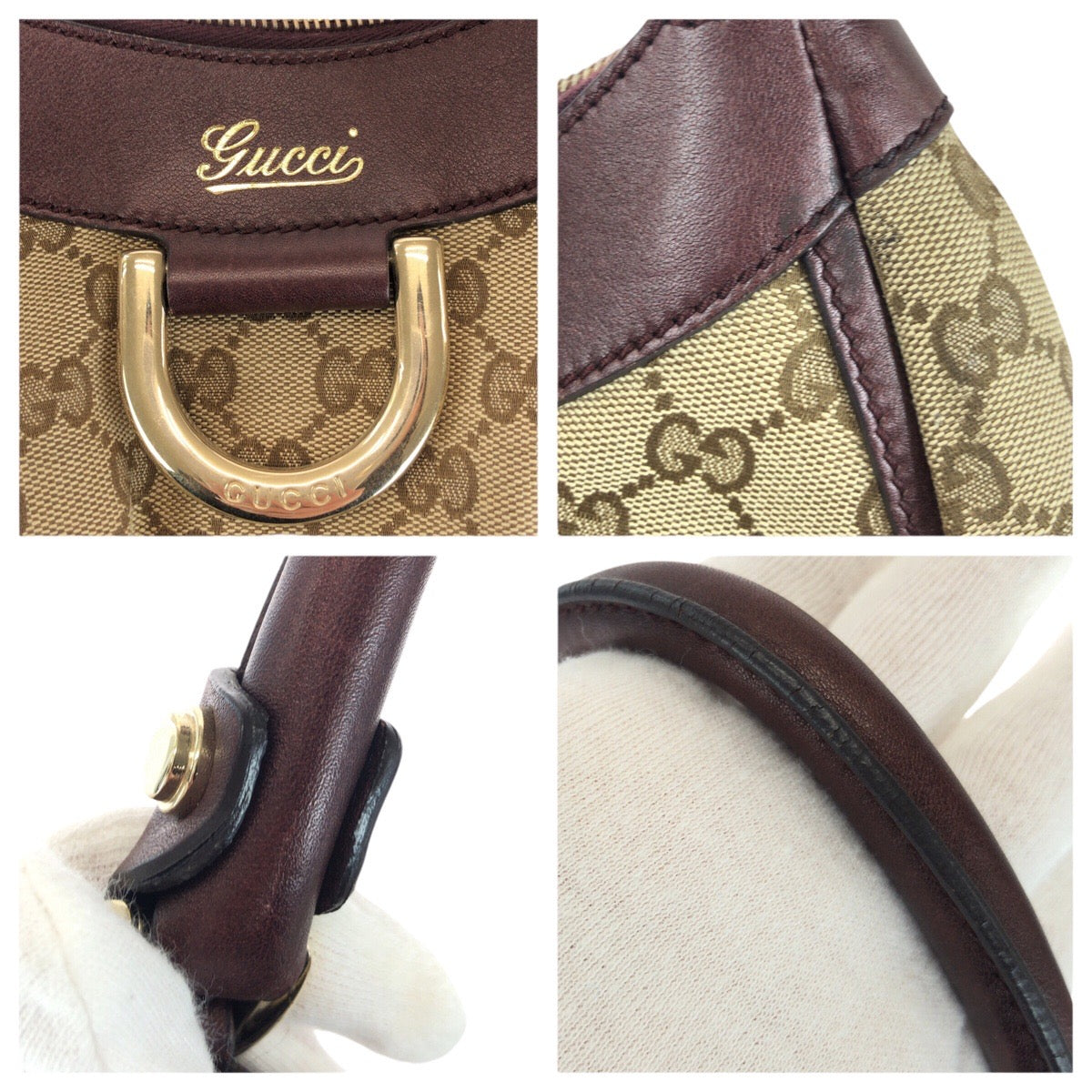 16472
GUCCI グッチ アビー ベージュ ブラウン ゴールド金具 GGキャンバス / レザー 190525 ショルダーバッグ  レディース