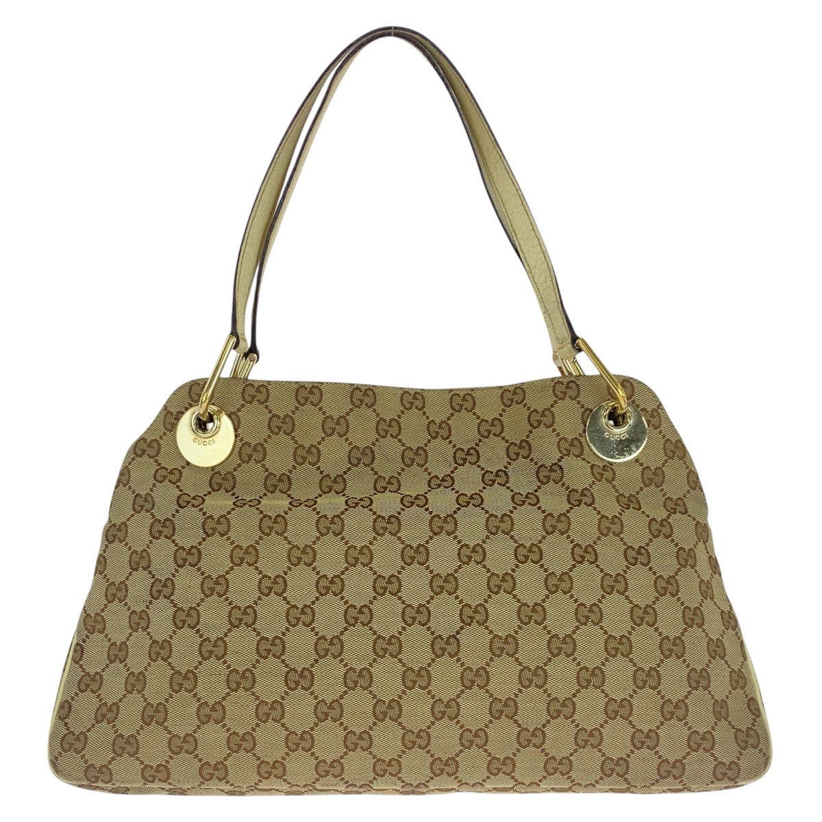 16474
GUCCI グッチ ベージュ アイボリー ゴールド金具 GGキャンバス / レザー トートバッグ ショルダーバッグ  レディース AB36