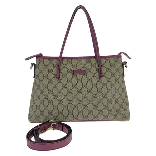 16476
GUCCI グッチ ベージュ パープル ゴールド金具 GGスプリームキャンバス / レザー 353440 ショルダーバッグ ハンドバッグ  レディース AB30