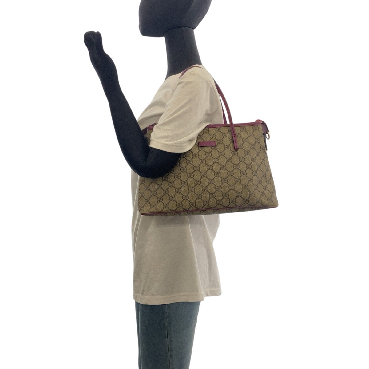 16476
GUCCI グッチ ベージュ パープル ゴールド金具 GGスプリームキャンバス / レザー 353440 ショルダーバッグ ハンドバッグ  レディース AB30