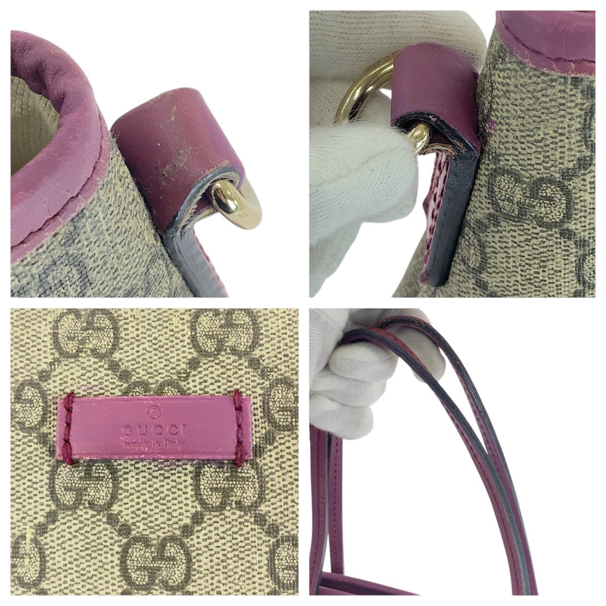 16476
GUCCI グッチ ベージュ パープル ゴールド金具 GGスプリームキャンバス / レザー 353440 ショルダーバッグ ハンドバッグ  レディース AB30