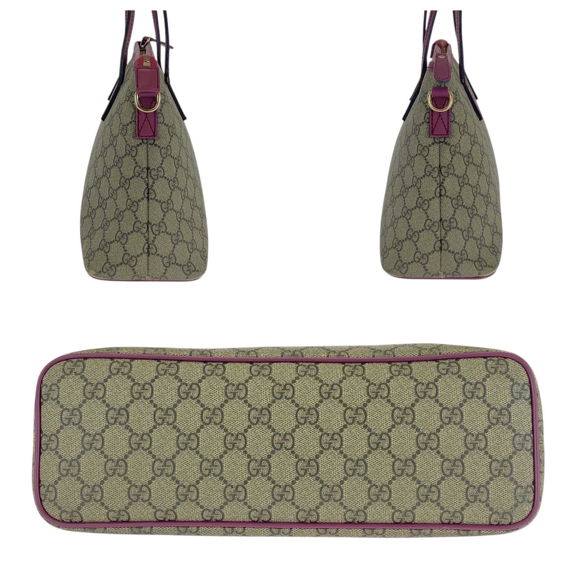 16476
GUCCI グッチ ベージュ パープル ゴールド金具 GGスプリームキャンバス / レザー 353440 ショルダーバッグ ハンドバッグ  レディース AB30