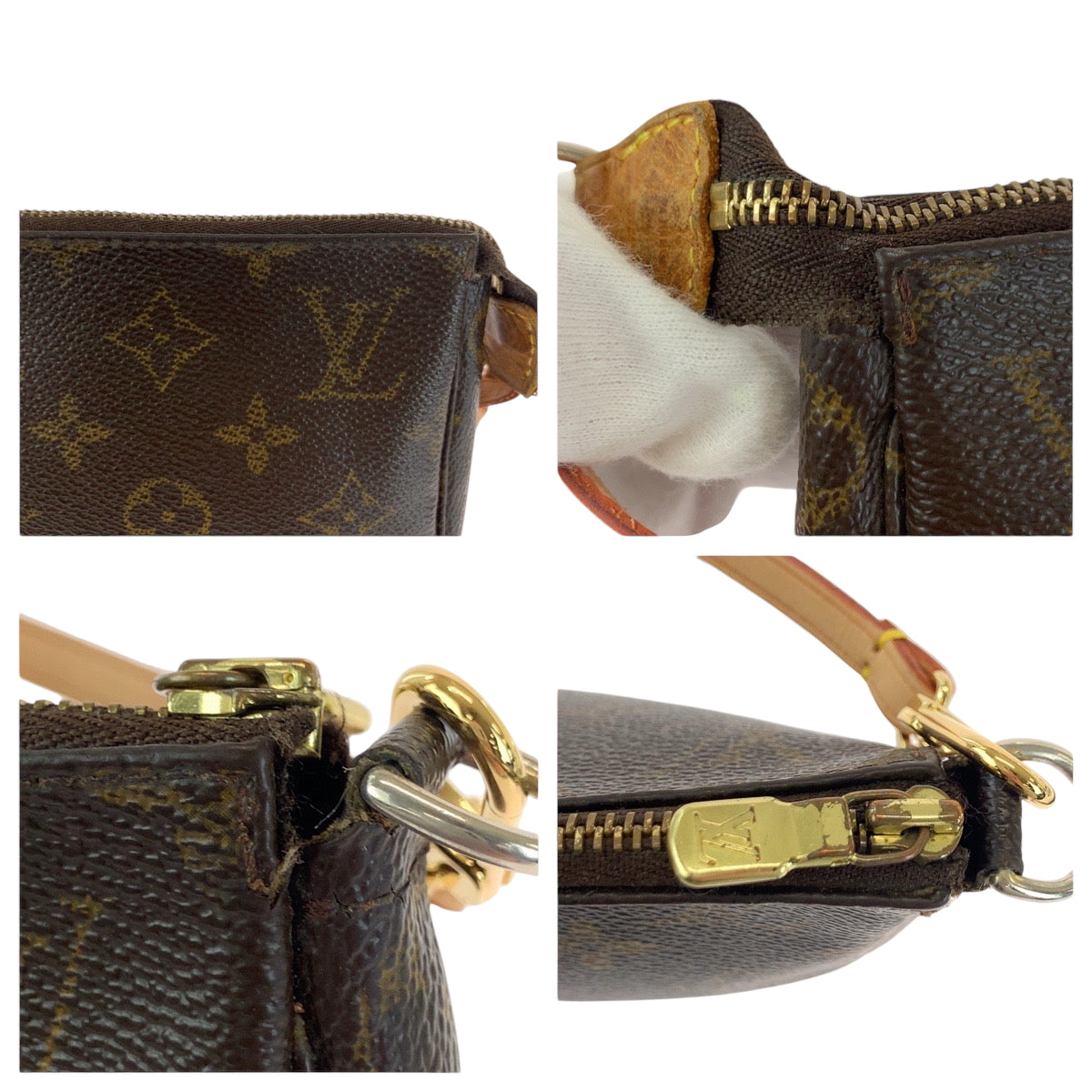 16477
LOUIS VUITTON ルイヴィトン モノグラム ポシェット アクセソワール ブラウン ベージュ ゴールド金具 PVC M40712 ショルダーバッグ アクセサリーポーチ 2way  レディース