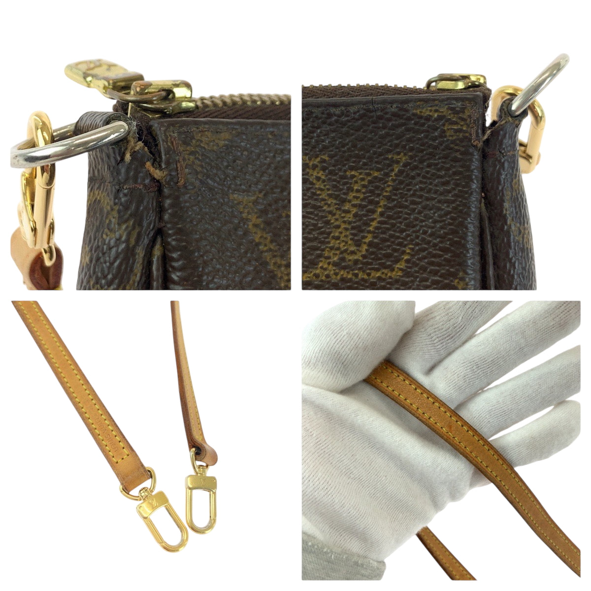 16477
LOUIS VUITTON ルイヴィトン モノグラム ポシェット アクセソワール ブラウン ベージュ ゴールド金具 PVC M40712 ショルダーバッグ アクセサリーポーチ 2way  レディース AB60