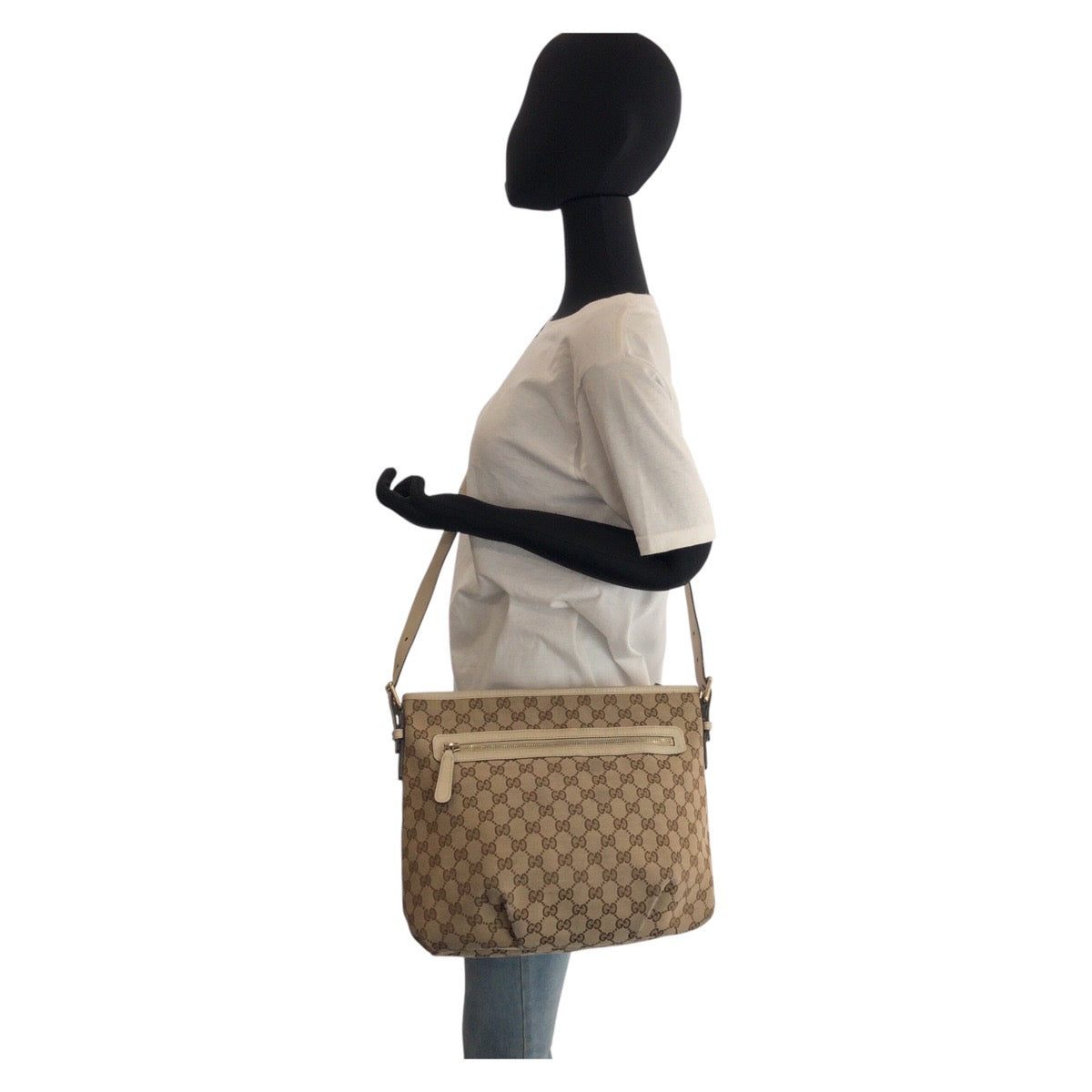 16479
GUCCI グッチ ベージュ アイボリー ゴールド金具 GGキャンバス / レザー 388930 ショルダーバッグ メッセンジャーバッグ  レディース AB35