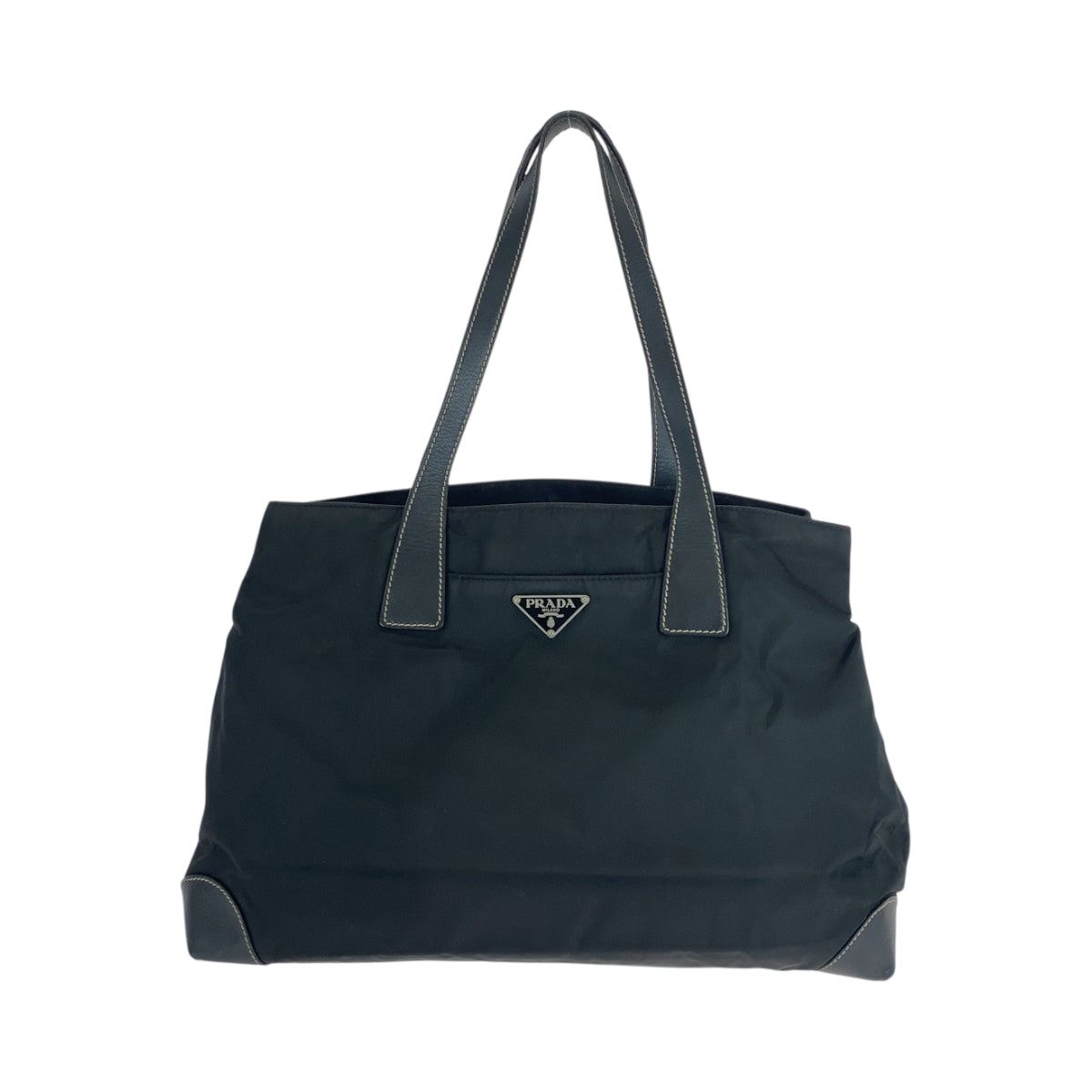 16482
PRADA プラダ テスート 三角ロゴプレート ブラック 黒 シルバー金具 ナイロン トートバッグ ハンドバッグ  レディース ABP35
