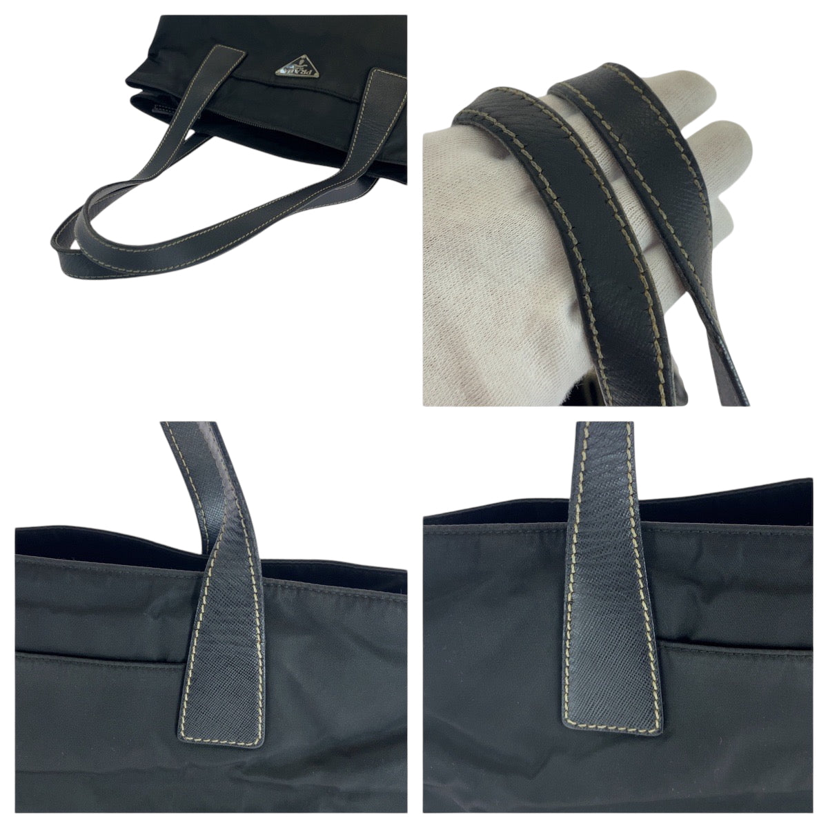16482
PRADA プラダ テスート 三角ロゴプレート ブラック 黒 シルバー金具 ナイロン トートバッグ ハンドバッグ  レディース ABP35