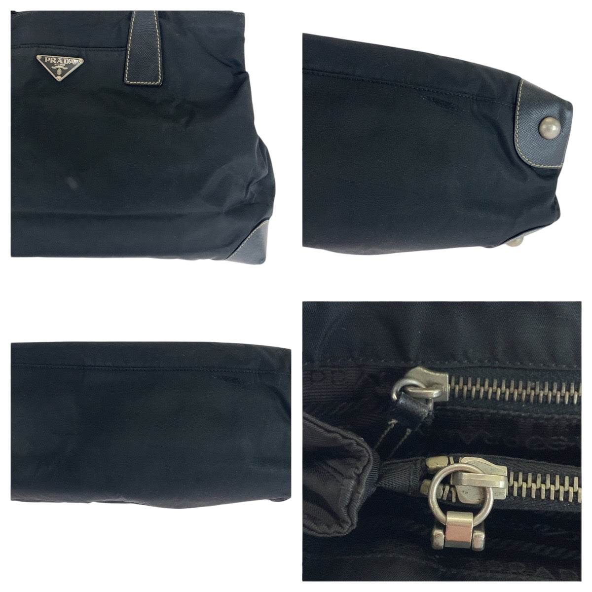 16482
PRADA プラダ テスート 三角ロゴプレート ブラック 黒 シルバー金具 ナイロン トートバッグ ハンドバッグ  レディース ABP35