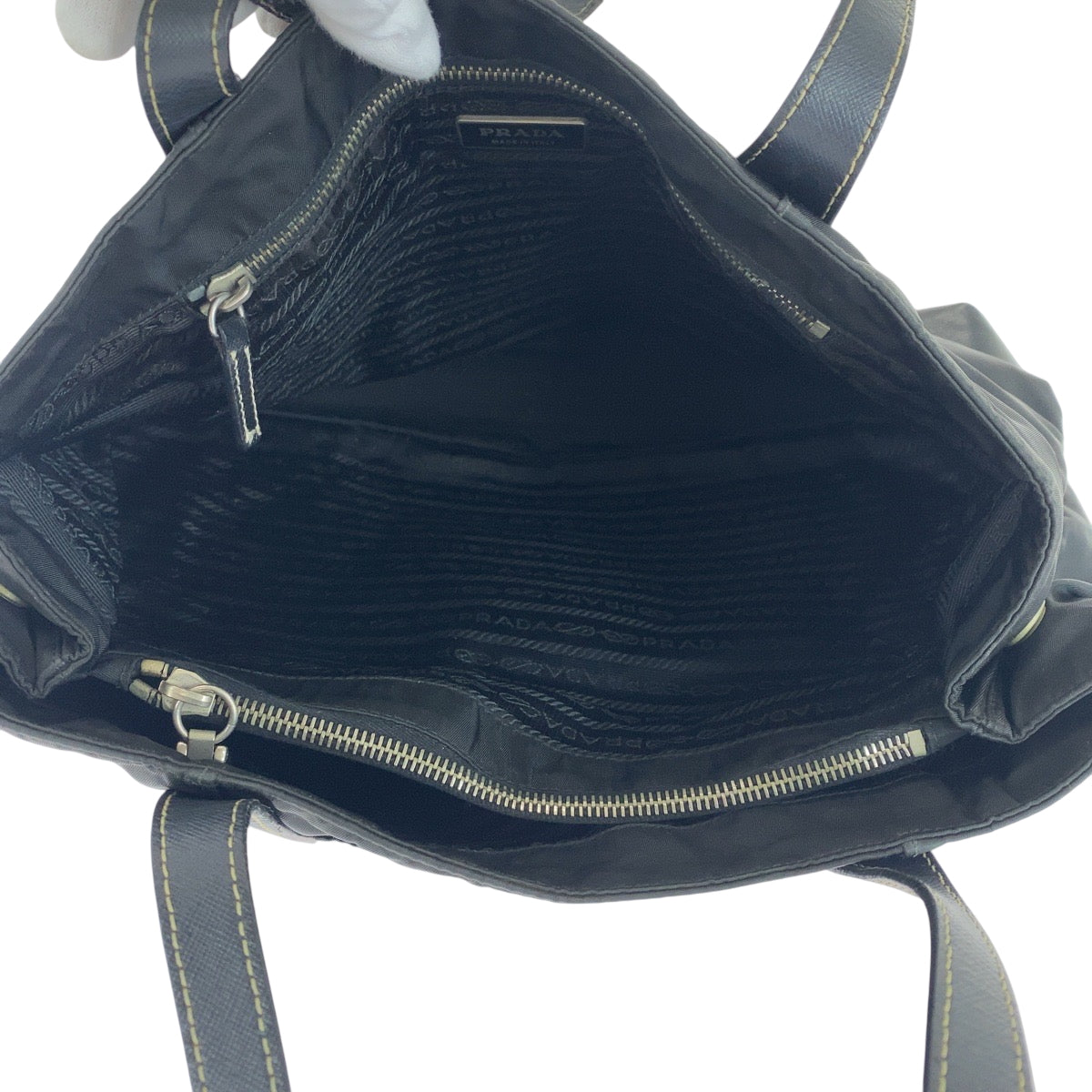 16482
PRADA プラダ テスート 三角ロゴプレート ブラック 黒 シルバー金具 ナイロン トートバッグ ハンドバッグ  レディース ABP35