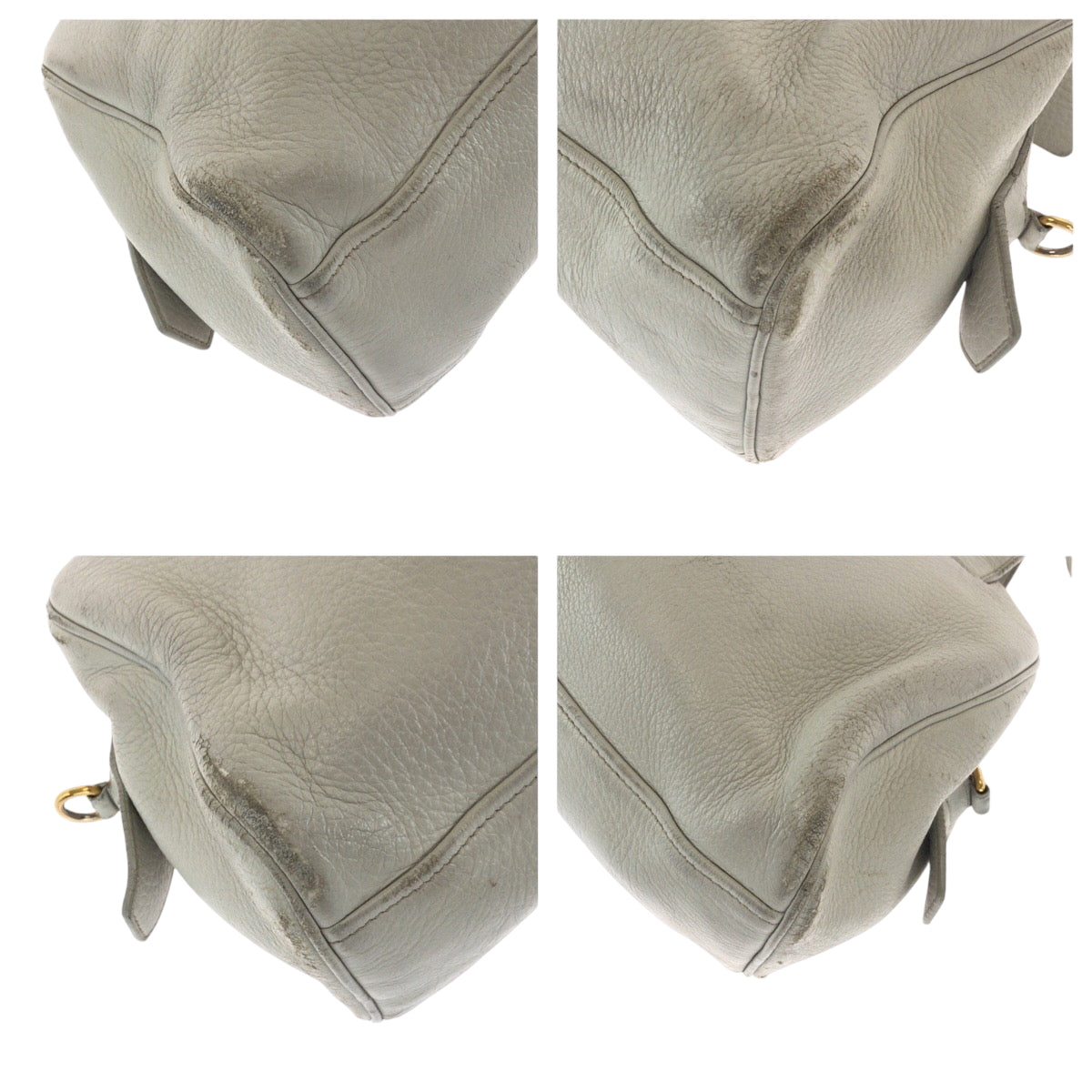 16483
PRADA プラダ ロゴ アイボリー ゴールド金具 レザー ショルダーバッグ ハンドバッグ 2way レディース AB48