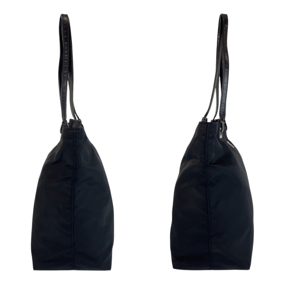 16484
PRADA プラダ テスート 三角ロゴプレート ブラック 黒 シルバー金具 ナイロン / レザー トートバッグ ショルダーバッグ  レディース AB32