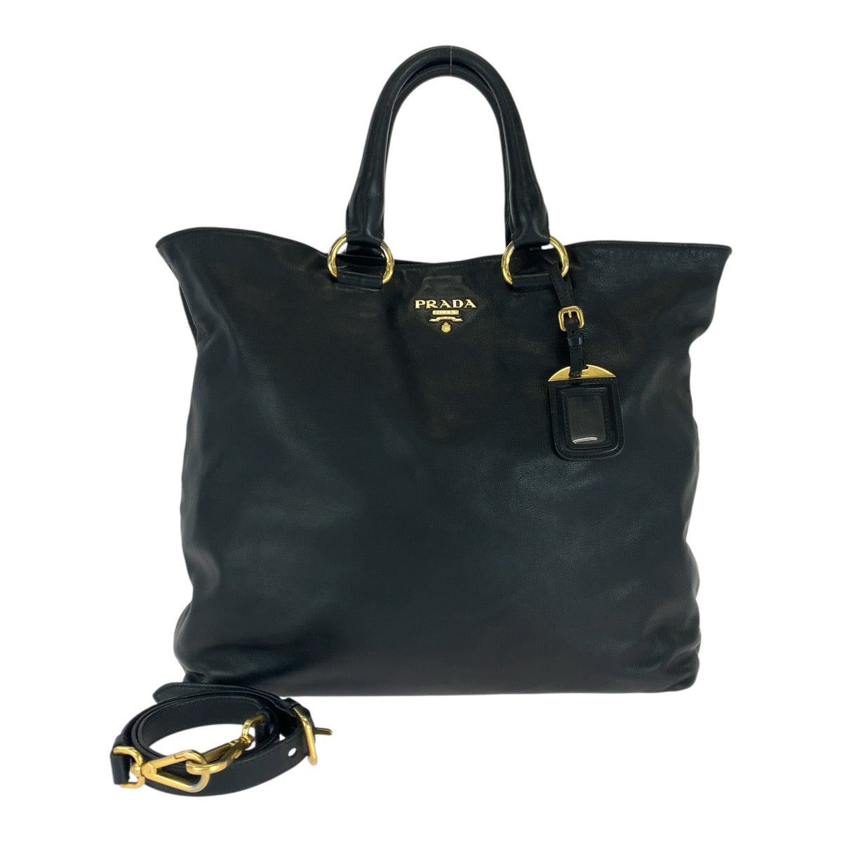 16485
PRADA プラダ ブラック 黒 ゴールド金具 レザー トートバッグ ショルダーバッグ 2way  レディース ABP54