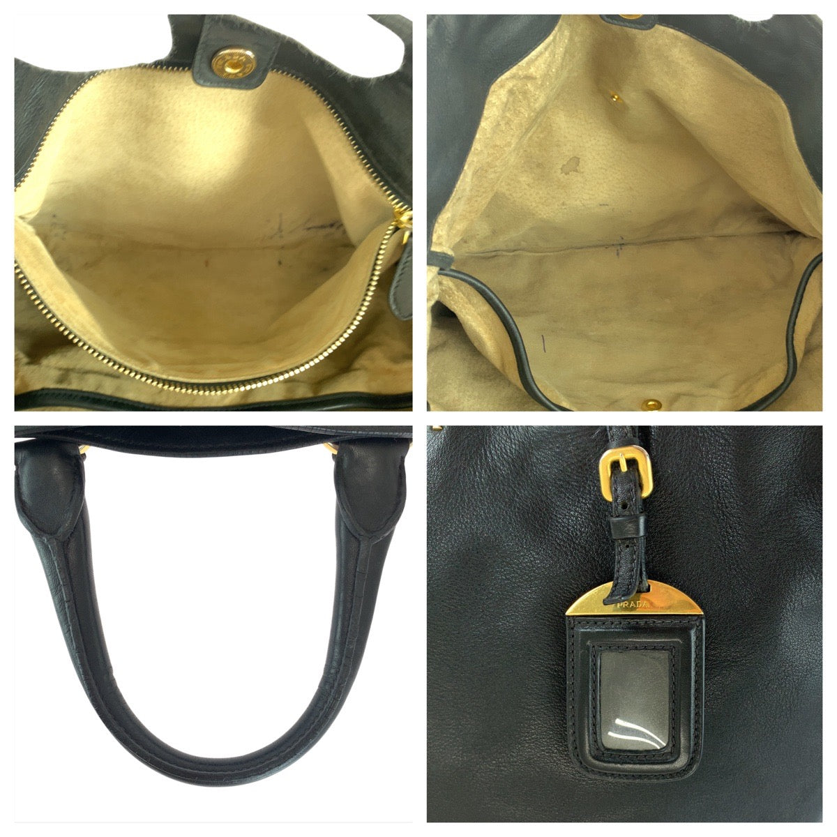 16485
PRADA プラダ ブラック 黒 ゴールド金具 レザー トートバッグ ショルダーバッグ 2way  レディース ABP54