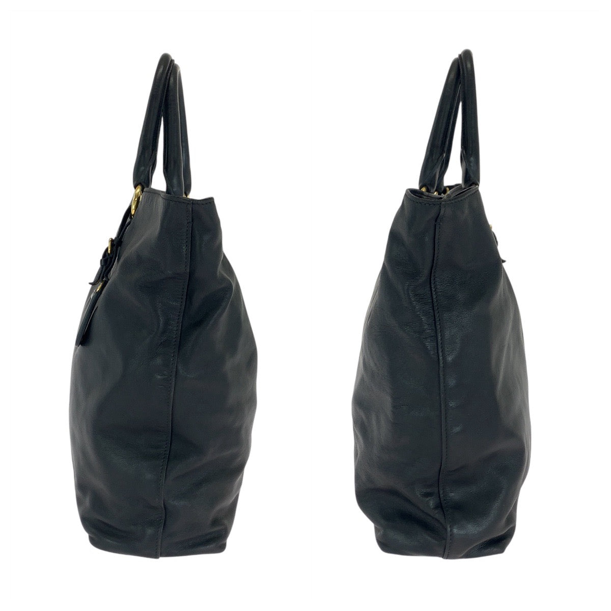 16485
PRADA プラダ ブラック 黒 ゴールド金具 レザー トートバッグ ショルダーバッグ 2way  レディース ABP54