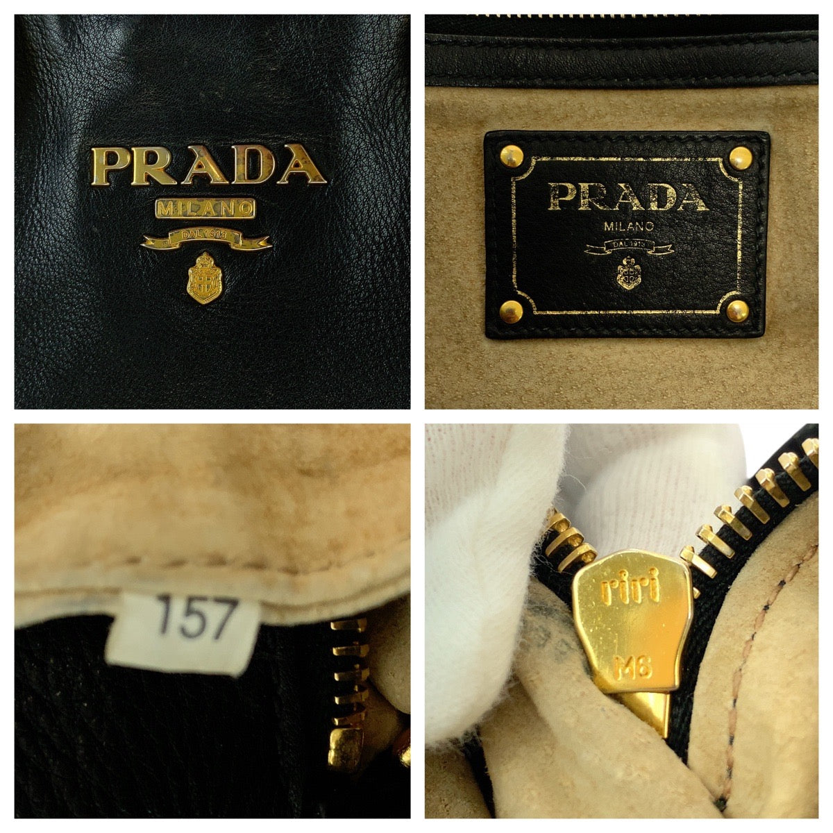 16485
PRADA プラダ ブラック 黒 ゴールド金具 レザー トートバッグ ショルダーバッグ 2way  レディース ABP54